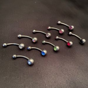 🌳 4/$20 10 - 14G Double CZ Gemstone Belly Rings